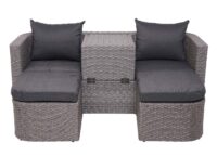 Garten Lounge-Set 3in1 Sonneninsel Poly-Rattan grau anthrazit