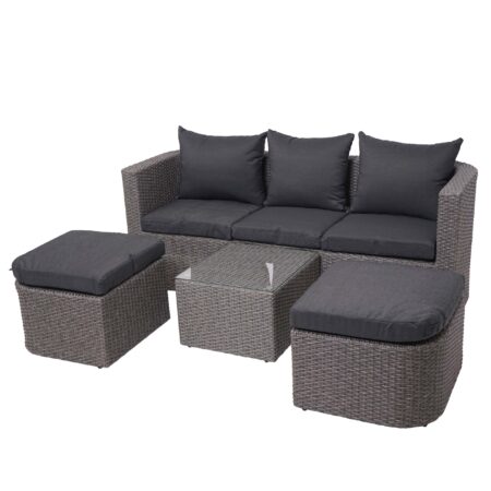 Garten Lounge-Set 3in1 Sonneninsel Poly-Rattan grau anthrazit