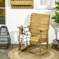 Garten Schaukelstuhl mit breitem Sitz und Rückenlehne aus Holz