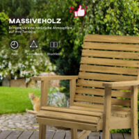Garten Schaukelstuhl mit breitem Sitz und Rückenlehne aus Holz