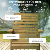 Garten Schaukelstuhl mit breitem Sitz und Rückenlehne aus Holz