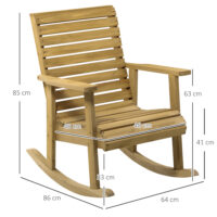 Garten Schaukelstuhl mit breitem Sitz und Rückenlehne aus Holz
