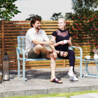 Gartenbank für 2 Personen wetterfest Stahl blau