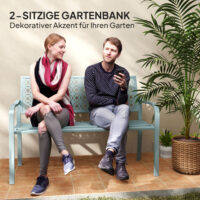 Gartenbank für 2 Personen wetterfest Stahl blau