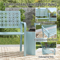Gartenbank für 2 Personen wetterfest Stahl blau