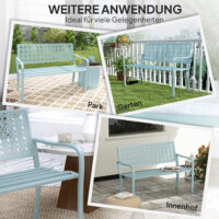 Gartenbank für 2 Personen wetterfest Stahl blau