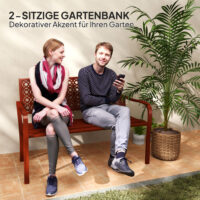 Gartenbank für 2 Personen mit Rückenlehne Stahl rot