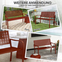 Gartenbank für 2 Personen mit Rückenlehne Stahl rot
