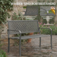 Gartenbank 2-Sitzer wetterfest Outdoor bis 240kg Metall