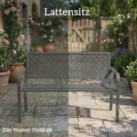 Gartenbank 2-Sitzer wetterfest Outdoor bis 240kg Metall