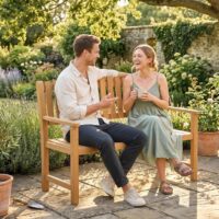 Gartenbank 2-Sitzer wetterfest mit Armlehnen für draussen Holz