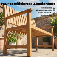 Gartenbank 2-Sitzer wetterfest mit Armlehnen für draussen Holz
