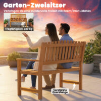 Gartenbank 2-Sitzer wetterfest mit Armlehnen für draussen Holz