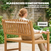 Gartenbank 2-Sitzer wetterfest mit Armlehnen für draussen Holz