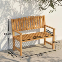 Gartenbank 2-Sitzer wetterfest mit Armlehnen für draussen Holz