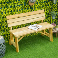 Gartenbank 2-Sitzer wetterfest mit Rückenlehne für Balkon Holz