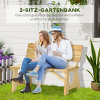 Gartenbank 2-Sitzer wetterfest mit Rückenlehne für Balkon Holz