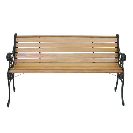 Gartenbank 2-Sitzer Gusseisen Holz 125cm hellbraun