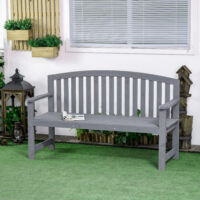 Gartenbank 2-Sitzer wetterfest mit Rückenlehne Holz grau