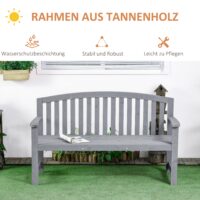 Gartenbank 2-Sitzer wetterfest mit Rückenlehne Holz grau