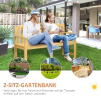 Gartenbank 2-Sitzer wetterfest mit Rückenlehne Holz orange
