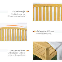 Gartenbank 2-Sitzer wetterfest mit Rückenlehne Holz orange