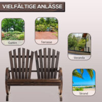 Gartenbank 2-Sitzer mit Armlehne für aussen Massivholz