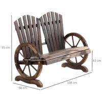 Gartenbank 2-Sitzer mit Armlehne für aussen Massivholz