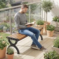 Gartenbank 2-Sitzer wetterfest für Garten und Terrasse Metall