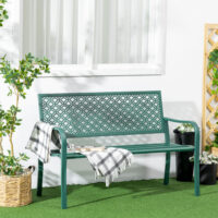Gartenbank 2-Sitzer wetterfest für draussen Metall grün