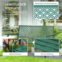 Gartenbank 2-Sitzer wetterfest für draussen Metall grün