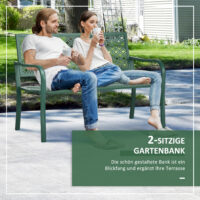 Gartenbank 2-Sitzer wetterfest für draussen Metall grün