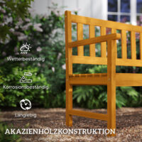 Gartenbank 2-Sitzer wetterfest mit Rückenlehne Holz Teak
