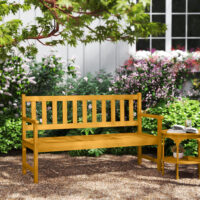 Gartenbank 2-Sitzer wetterfest mit Rückenlehne Holz Teak