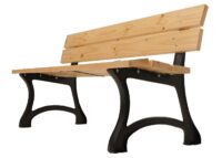 Gartenbank 2-Sitzer aus Kiefernholz und Gusseisen 125 cm hellbraun