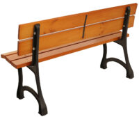 Gartenbank 2-Sitzer Teakoptik aus Kiefernholz und Gusseisen 125 cm