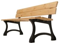 Gartenbank 3-Sitzer aus Kiefernholz und Gusseisen 170 cm hellbraun