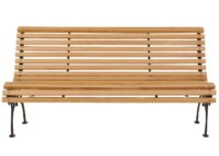 Gartenbank 3-Sitzer aus Kiefernholz und Gusseisen 160 cm natur