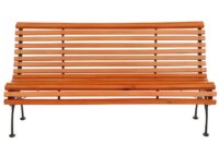 Gartenbank 3-Sitzer aus Kiefernholz und Gusseisen 160 cm Teakoptik