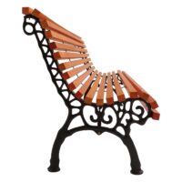 Gartenbank 3-Sitzer aus Kiefernholz und Gusseisen 160 cm Teakoptik