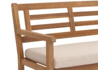 Gartenbank aus massiver Akazie mit beigem Kissen