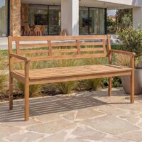 Gartenbank aus massiver Akazie ohne Kissen