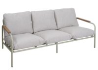 Aluminium Gartenbank 3-Sitzer mit Olefin-Polster hellgrün beige