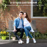 Gartenbank wetterfest für Garten und Terrasse Aluminium grau
