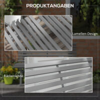 Gartenbank wetterfest für Garten und Terrasse Aluminium grau
