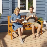 Gartenbank wetterfest mit ausklappbarem Tisch Outdoor Holz