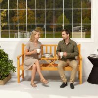 Gartenbank wetterfest mit ausklappbarem Tisch Outdoor Holz