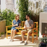 Gartenbank wetterfest mit ausklappbarem Tisch Outdoor Holz
