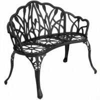 Gartenbank 2-Sitzer wetterfest mit Blumenmotiv Aluminium