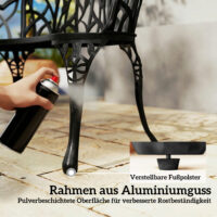 Gartenbank 2-Sitzer wetterfest mit Blumenmotiv Aluminium